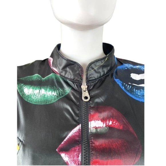 MISS SIXTY 1990s Sharlene Iconic Lips Print Crop Zip Top Vest Gilet - Picture 4 of 12